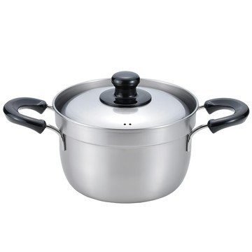 FREIZ 和平 燕三 防溢雙耳湯鍋 18cm IH爐適用  銀色 + 黑色  1個