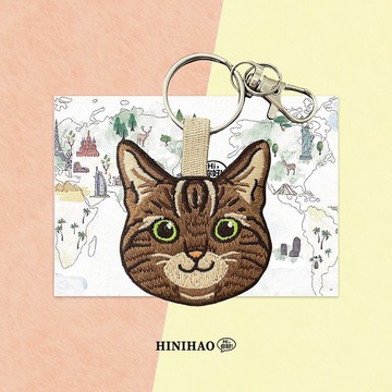 雙面刺繡鑰匙圈-虎斑貓