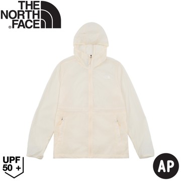 【The North Face 女 防曬可收腰防風外套AP《沙丘白》】8C13/登山/抗UV/休閒/防曬/防風