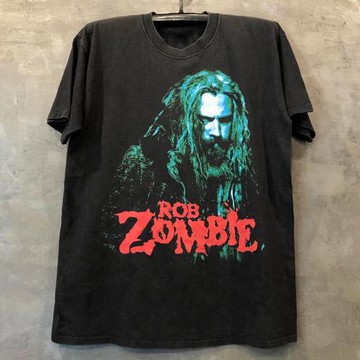 Rob Zombie羅布贊比人像歐美搖滾樂隊vintage復古潮流男女短袖T恤