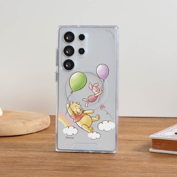 Disney小熊維尼-乘著氣球在天空防摔透明SAMSUNG手機殼