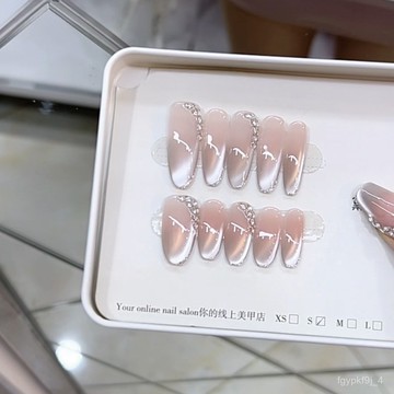 🥰可可新品🥰奈姿 純手工穿戴甲春夏新款流星雨麥繐冰透貓眼款純慾氣質美甲貼手工穿戴甲日常穿戴甲高級感穿戴甲顯白美甲片 QN