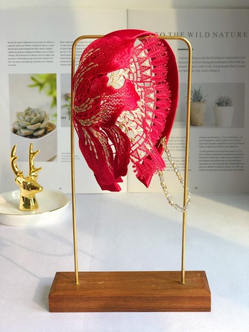 高級紅半包頭髮箍