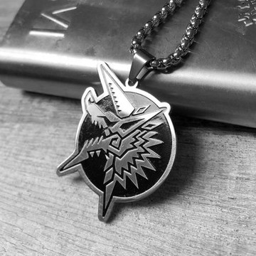 怪物獵人項鏈男潮個性時尚雷狼龍吊墜鏈子鈦鋼飾品嘻哈配飾男