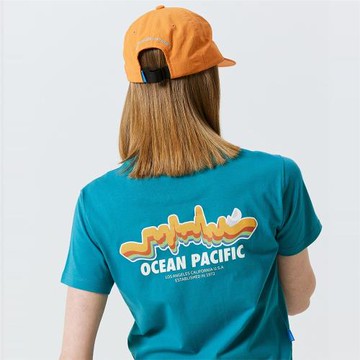 韓單 Op 復古 美式 彩虹 3D果凍 立體字體 印花 寬松 純棉 短袖