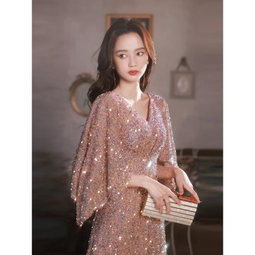 敬酒大碼胖mm加肥高級感晚禮服