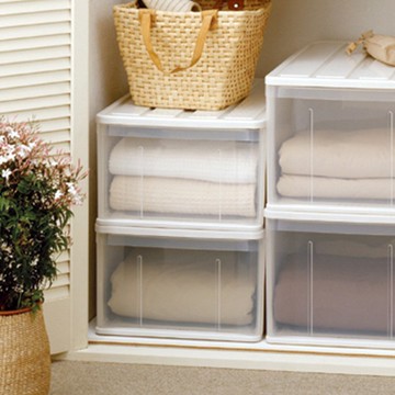 日本天馬 日本製透窗單層抽屜收納箱(深66cm)-M-3入