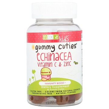 Natural Dynamix (NDX), 兒童，Gummy Cuties®，松果菊，維生素 C 和鋅，60 粒 Gummy Cuties