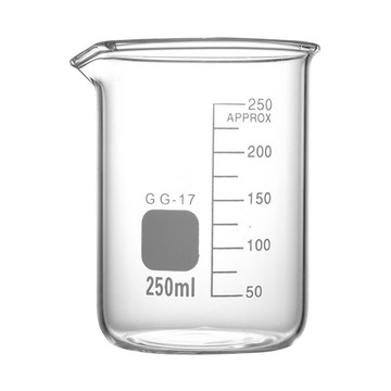 量杯燒杯 寬口燒杯  250ml 耐熱玻璃量杯 耐高溫 實驗室量杯 玻璃無柄低型燒杯 加熱容器 牛奶量杯 165-GCL250