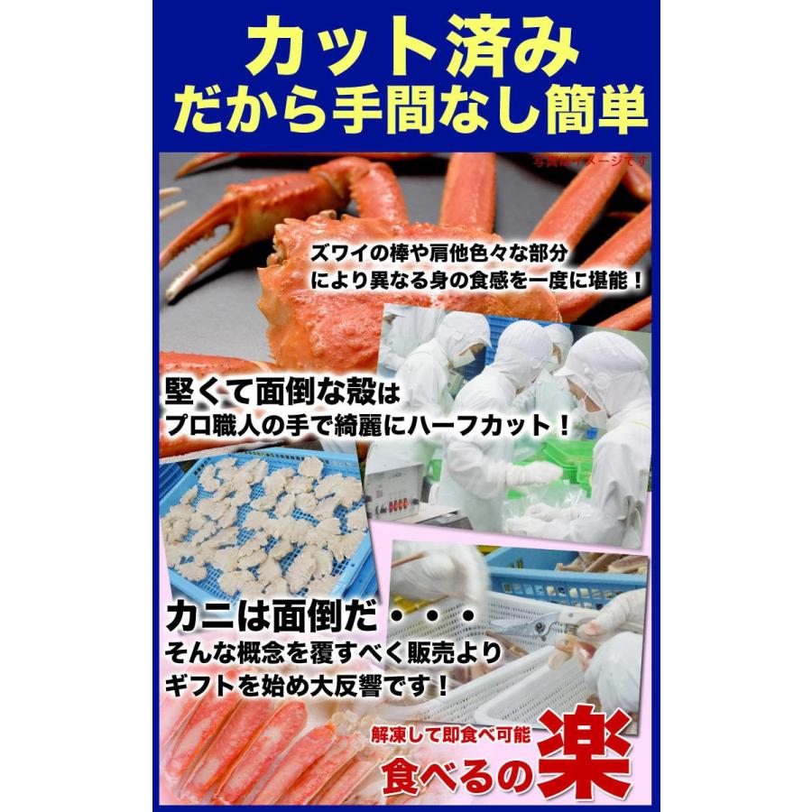 お一人様2コまで カット済み ズワイガニ ボイル 800g前後 特大棒肉入 ハーフカット　ビードロカット ポーション ずわいがに カニ鍋 かに蟹パーティ