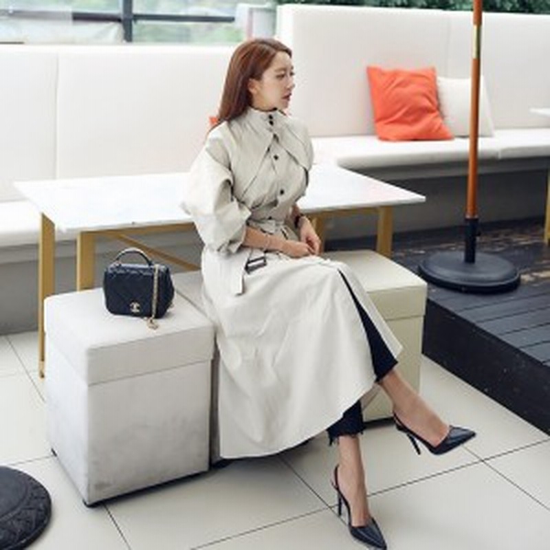 アウター レディース 2色 トレンチコート ニュアンスカラーシック ドローストリング シングルブレスト ハイネック コート 襟付き 長袖 ポ 通販 Lineポイント最大1 0 Get Lineショッピング