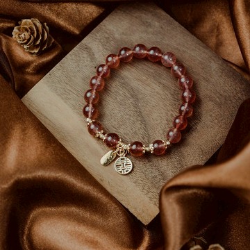 【珠璣】四喜滿門-草莓晶中文字手鍊