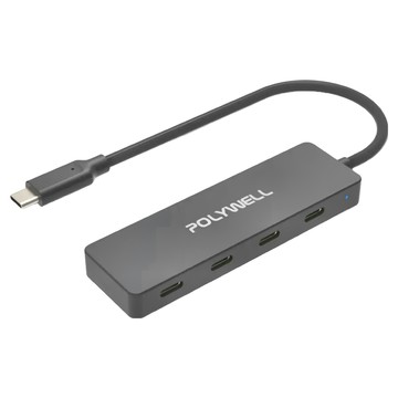 POLYWELL 寶利威爾 USB-C 3.2 Gen2 4合一高速集線器 PW15-T02-A043，10Gbps高速傳輸，輕巧便攜  1個