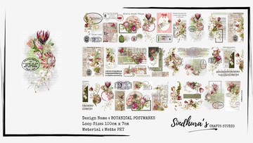 Botanical Postmarks 復古植物郵戳風格 霧面 PET 膠帶