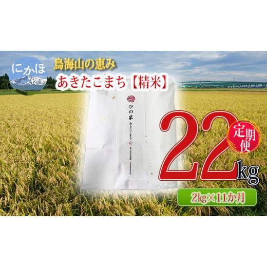 ふるさと納税 秋田県 にかほ市 《定期便》2kg×11ヶ月 鳥海山の恵み！秋田県産 あきたこまち ひの米（精米）計22kg（2kg×11回連続）