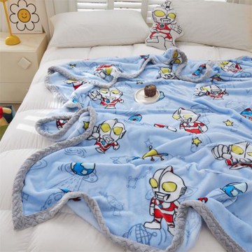 加厚卡通牛奶絨毛毯奧特曼兒童加絨蓋毯幼兒園小被子沙發毯單雙人