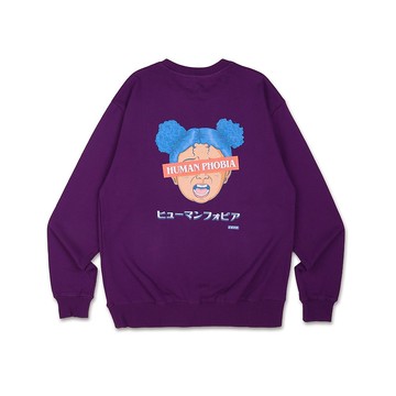 社交恐懼症 美式懷舊 重磅棉質圓領長袖 Tshirt衫系列 紫色
