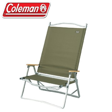 coleman 美國 寬版摺疊高背椅綠橄欖cm-38846/休閒椅/雙人椅/折合椅/露營椅/童軍