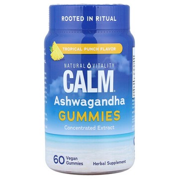 Natural Vitality, Calm®, Ashwagandha Gummies, Tropical Punch, 60 Vegan Gummies