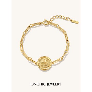 onchic小心詩騎士硬幣手鏈女2025年新款ins設計高級輕奢小眾手飾