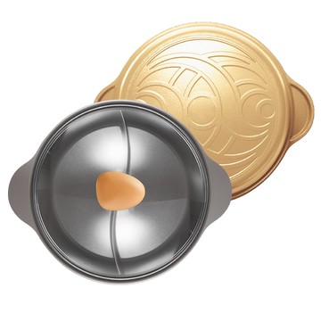 陶瓷鑄造28公分鴛鴦鍋含玻璃蓋-香草雪酪(IH爐適用/不挑爐具)