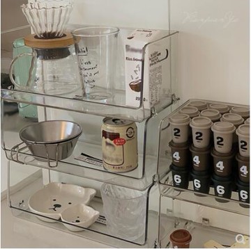 透明簡約風桌面收納盒可疊加廚房儲物盒宿舍面膜儲藏籃