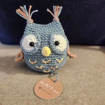 純棉手工鉤織 貓頭鷹吊飾鑰匙圈 多色 可客製