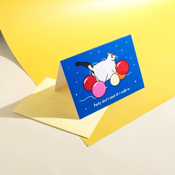 貓咪主題 派對因我而生 祝福卡