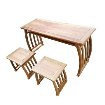 新中式實木仿古國學桌批發幼兒園學習桌椅培訓補習桌學生課桌凳[DD120109]