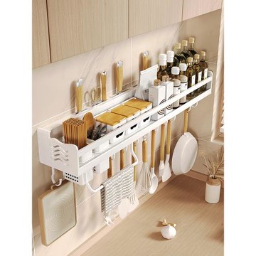 白色廚房置物架壁掛式免打孔調料架用品大全收納神器刀架掛架家用