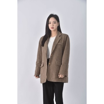 (M) mmm格紋棕色外套二手衣