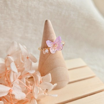 14K包金 戒指 蝴蝶 可調整 開口戒 小巧 禮物 情人節 七夕 粉