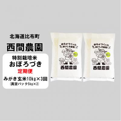 ふるさと納税 比布町 2023年新米　西間農園おぼろづき(特別栽培米)真空パックみがき玄米10kg