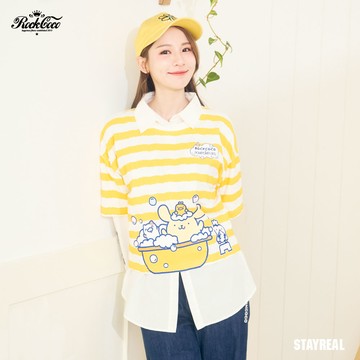 RC X PomPomPurin 布丁狗條紋短版T - 黃