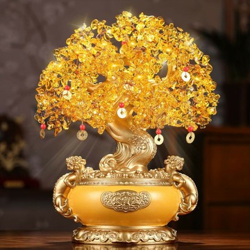 2026招財擺件發財樹擺件 招財發財樹工藝品擺件聚寶盆存錢罐酒櫃裝飾品喬遷開業禮品開業送禮送人擺件