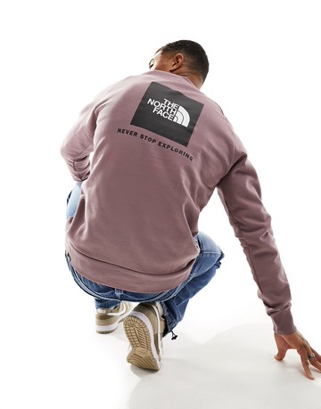 The North Face Redbox raglan sleeve back print fleece sweatshirt in grey