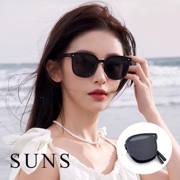 【SUNS】時尚折疊偏光墨鏡 大框明星款墨鏡 經典黑 偏光/太陽眼鏡 抗UV(0011B)