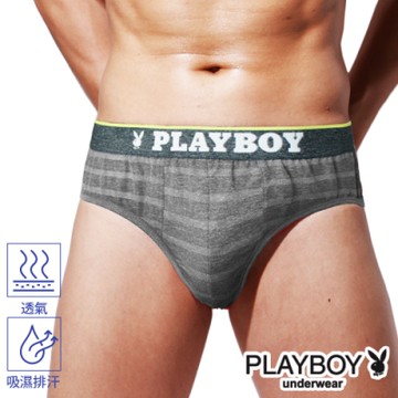 PLAYBOY男內褲 韓系輕時尚條紋三角褲-單件-麻灰