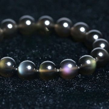 【藏寶】彩虹眼冰種黑曜石/金綠眼冰曜石水晶手鍊/水晶手串