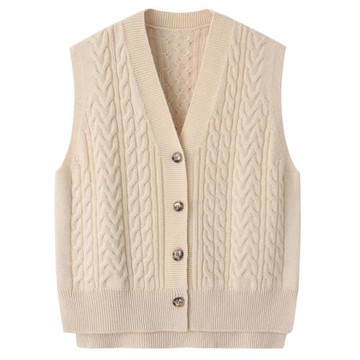 100山羊絨背心馬甲開衫針織衫V領系扣加厚毛背心坎肩毛衣E1252