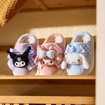 Cheerful Mario幸福瑪麗 可愛卡通三麗鷗女童毛絨拖鞋 庫洛米美樂蒂玉桂狗拖鞋超柔軟室內毛絨拖鞋