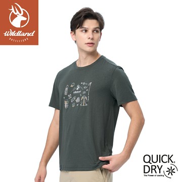 【Wildland 荒野 男 山野道具機能排汗短袖上衣《常春藤綠》】0B11626/T桖/圓領T/運動衣/休閒衫