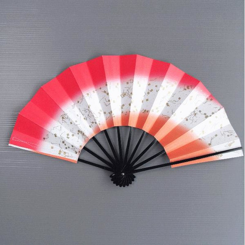 日本舞踊 舞扇 淡いクリーム地に飛び模様 淡いオレンジ 銀座寿扇製 舞