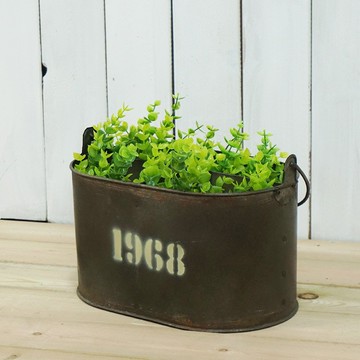 家居庭院花園裝飾品 法式田園復古 手提花盆 多肉 花器1入