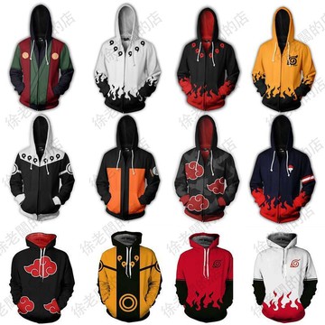 （熱門爆品）（萬人回購）【高品質版】火影忍者長袖帽T 鳴人cos服連帽拉鏈外套大學T四代目六道仙人宇智波佐助鼬卡卡西曉組織cosplay服裝衣々