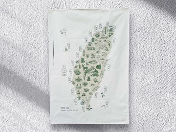 純手工絹印大掛布-雙色套印 臺灣地圖