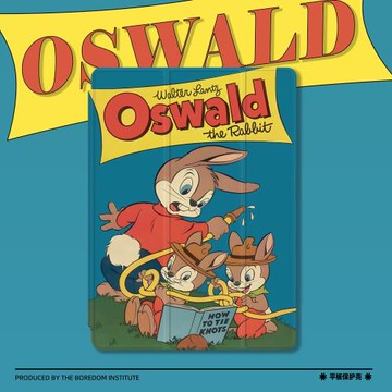 潮流可愛小眾復古兔子松鼠插畫卡通適用于蘋果2022款iPadPro12.9/11三折保護殼air5/mini6防摔ipad10筆槽