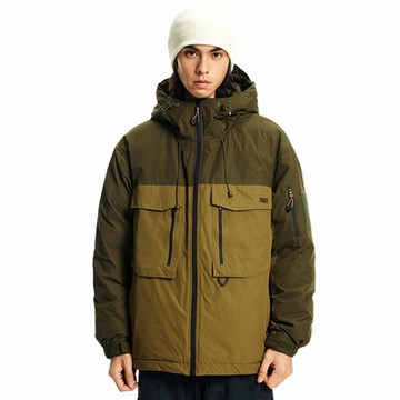 [米蘭精品] 鋪棉外套休閒夾克-加厚連帽保暖麵包服男外套2色74iz67