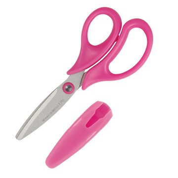 PLUS 普樂士 兒童剪刀 不沾膠附蓋 粉 /支 SC-145CF（34-305）【APP滿額下單10%點數(單一帳號最高5000點)】1/31止