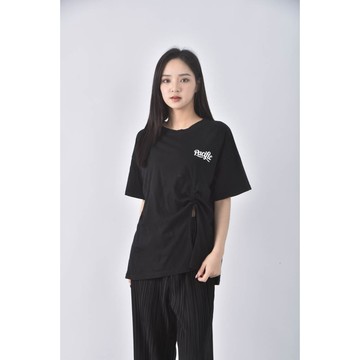 (XL) d m studio運動開衩黑色短袖上衣二手衣